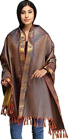 Buy Exotic India Smoked-Pearl Lakshmi Ganesha and Saraswati Brocaded ...