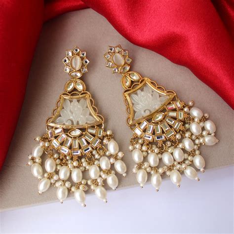 Ivory Carved Royal Ethnic Earrings – GO ESTHETE