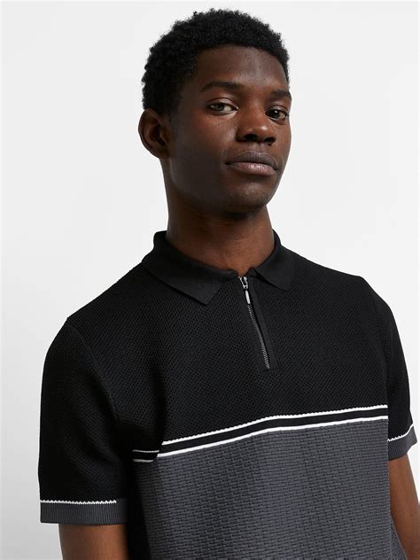 River Island Short Sleeve Blocked Polo in 2024 | Polo neck mens, Polo ...