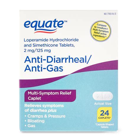 Buy Equate Anti-Diarrheal and Anti-Gas Multi-Symptom Relief Caplets, 24 ...