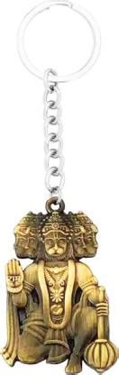 JELECTRICALS Premium Golden Panchmukhi hanuman Ji key ring For Bike and ...