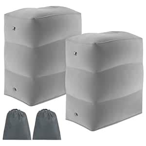 Travel Foot Rest Pillow (2 Pack) - Inflatable Foot Rest with Drawstring ...