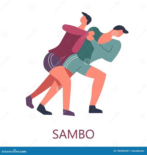 Fighting Martial Art Sambo Sparring Fighters Combat Stock Vector ...