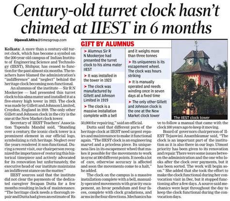 IIEST Campus: IIEST Campus Cheers to Chimes of Century-Old Clock After ...