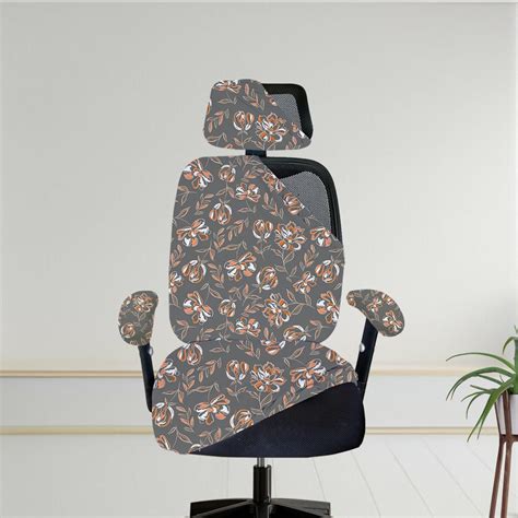 ELEGANTA Stretchable Office Chair Cover Set with Headrest & Armrest Co