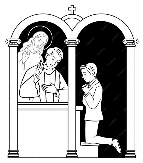 Premium Vector | Black and white vector illustration of the sacrament ...