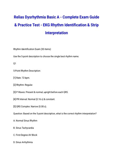 Relias Dysrhythmia Basic A - Complete Exam Guide & Practice Test - EKG Rhythm Identification ...