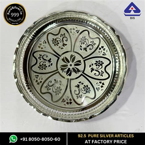 Pure Silver Plate - Responsive Floral Arivana Silver Plate for Pooja (9 ...