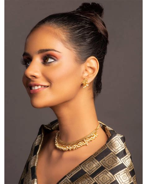 White Beads Gold Plated Temple Jewellery Set – toniq-fashion