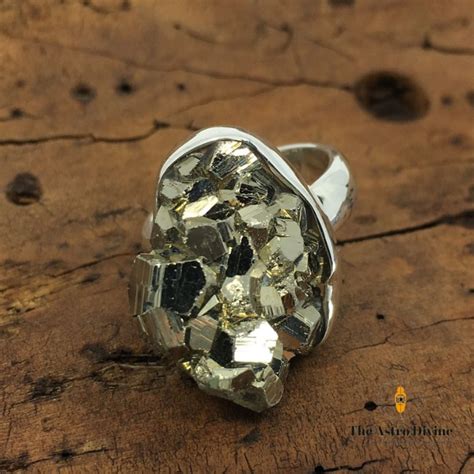 Natural Pyrite Sterling Silver Wealth Charm Ring – Theastrodivine