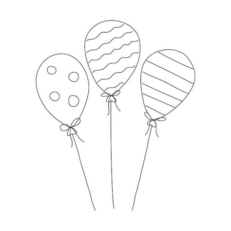 Hand drawn festive air balloon with pattern outline doodle vector black ...