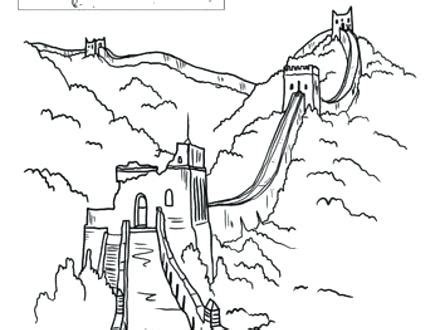 Great Wall Of China Easy Drawing Sketch Coloring Page