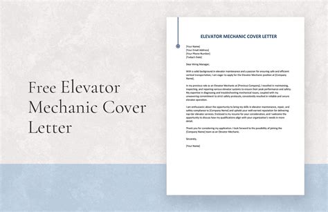 Elevator Mechanic Cover Letter in Word, Google Docs - Download | Template.net