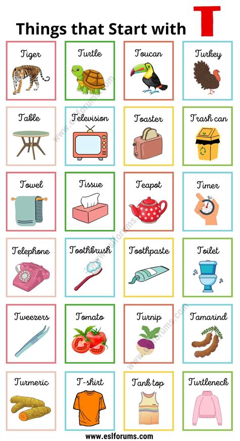 270 Special Things that Start with T | T Words for Kids - ESL Forums