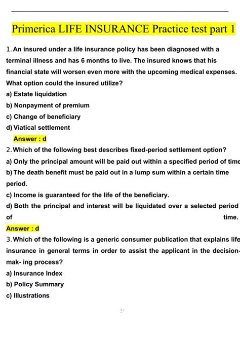 Free Life Insurance Practice Test 的图像结果