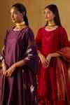 Buy Purple Chanderi, Satin Gota Patti, Oonch Neech A-line Kurta And ...