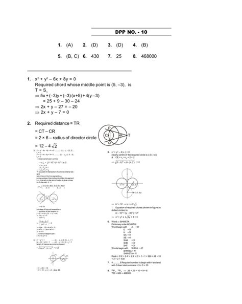 DPP 10 Answer Key - Geometry and Tangents Analysis - Studocu