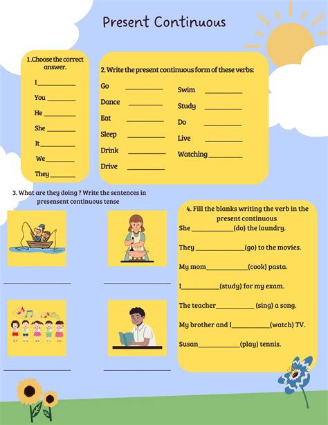 Continuous Tense Worksheet 的图像结果