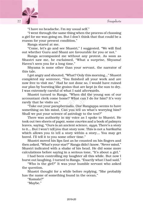 Rangas Marriage - NCERT Book of Class 11 English Snapshot