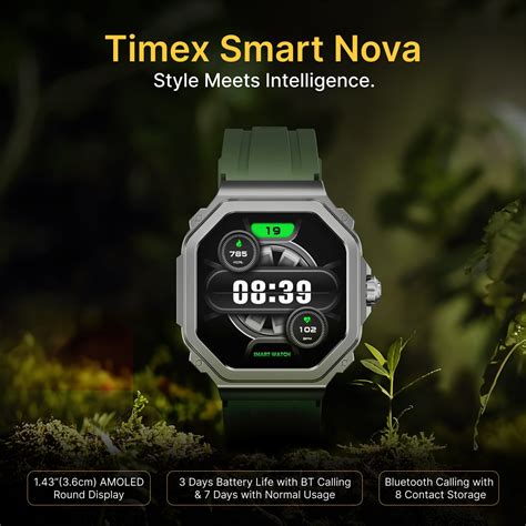 TIMEX Smart Nova 1.43 inches (3.6cm) AMOLED Display with Functional Cr