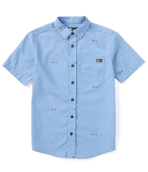 Salty Crew Big Boys 8-20 Short Sleeve Seaside Shark Printed Woven Shirt ...