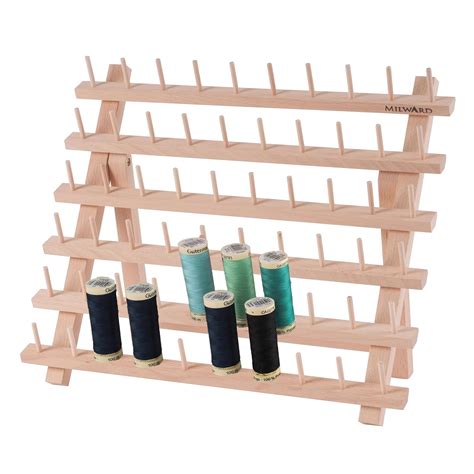 Milward Wooden Sewing Thread Holder, Natural Wood, 60 Spool, 34 x 40cm ...