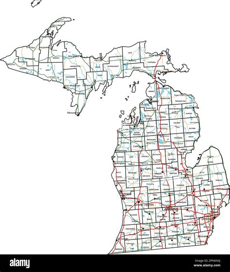 Detailed road map of michigan