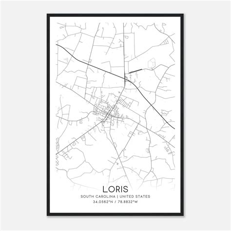 Loris South Carolina Map Poster, Modern Home Decor Wall Art Print ...