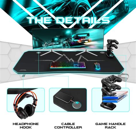 Buy Lacoo 55 Inches Y-Shape Gaming Desk Carbon Fiber Surface Racing ...