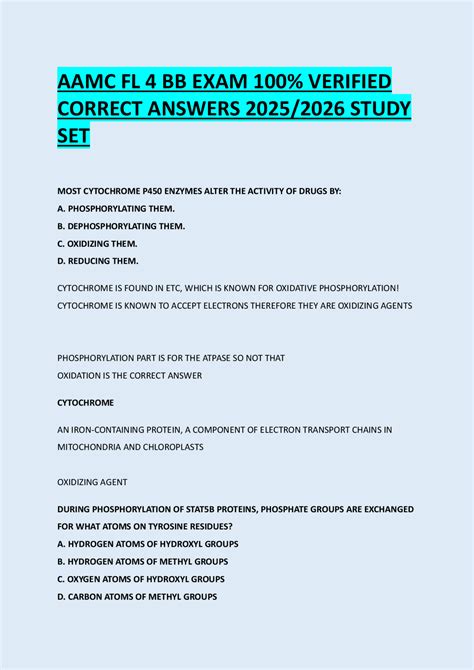 AAMC FL 4 BB EXAM 100% VERIFIED CORRECT ANSWERS 2025/2026 STUDY SET ...