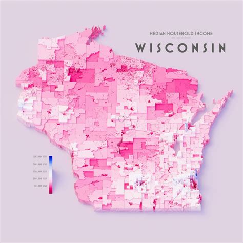 Median household income map of Wisconsin by census... - Maps on the Web