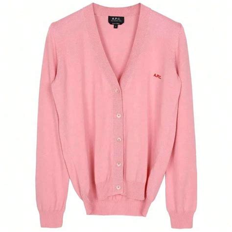 A.P.C. Bella Logo Embroidery Cardigan Pink | SHEIN USA