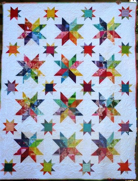 Scrappy Rainbow Star Quilt Block | FaveQuilts.com