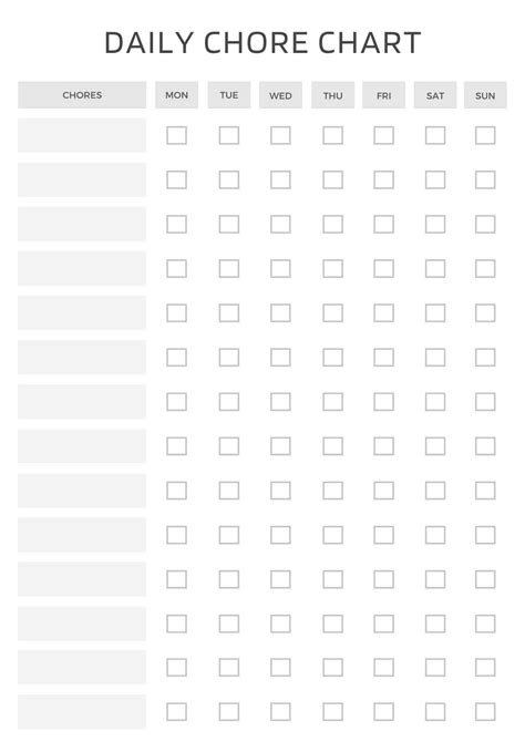 Editable Chore Chart For Kids Printable