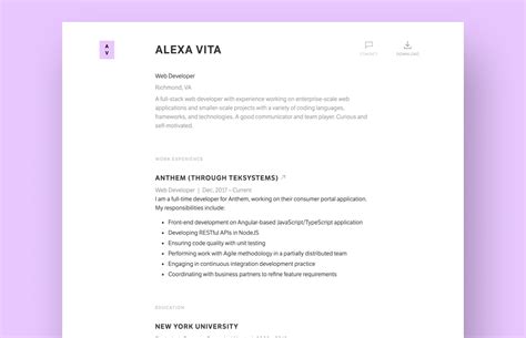 HTML5 Developer Resume 的图像结果