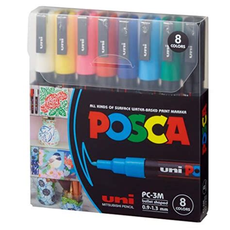Buy posca Acrylic Paint Marker Set, 8 Color Fine, PC-3M, Version 2 ...