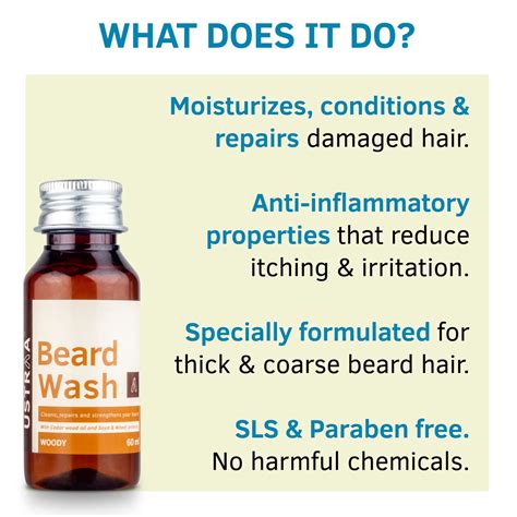Buy USTRAA Beard Wash Woody - for Men - 60ml - No Sulphate, No Paraben ...
