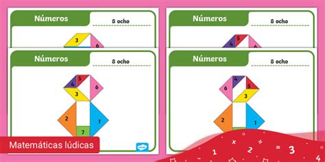 Tangram - Número ocho (teacher made) - Twinkl