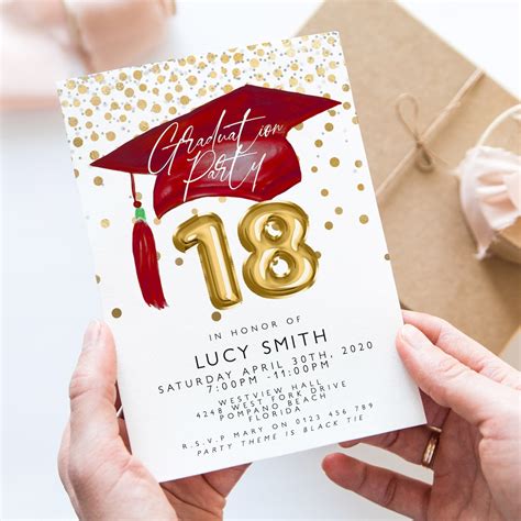 Buy Graduation 18th Party Invitation Template Senior Graduation ...