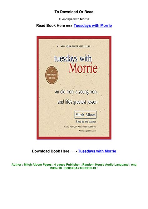 Download PDF Tuesdays with Morrie BY Mitch Albom.pdf | DocDroid