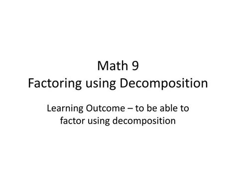 Decomposition Factoring 的图像结果
