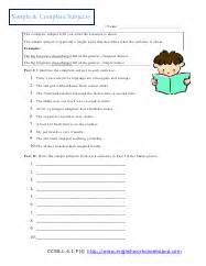Complete and Simple Subjects Worksheets