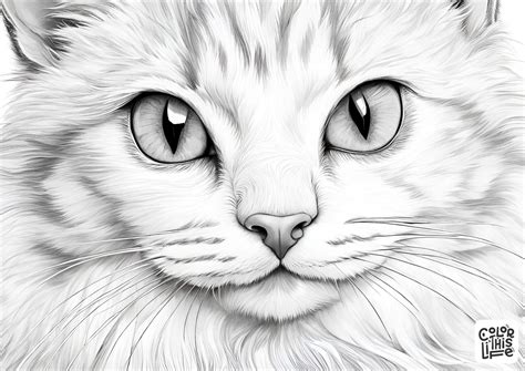 Realistic Cat Coloring Pages (Free Printable)