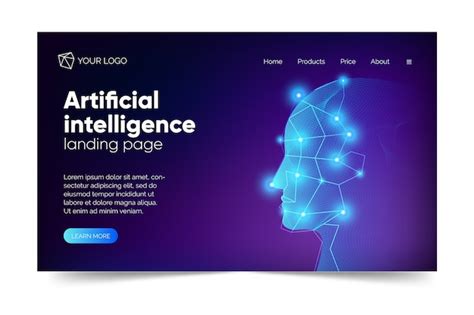Artificial intelligence template landing page | Free Vector