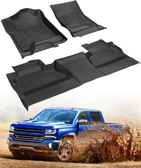 Amazon.com: 3 PCS CreekT All Weather Floor Mats for Chevy Silverado ...