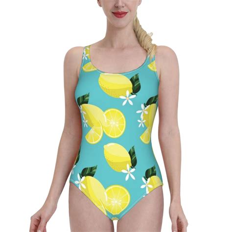 Cool Summer Lemon Pattern Monokini New Ruffle One Piece Swimsuit Female ...