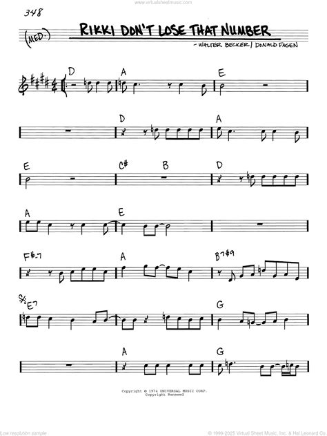 Rikki Don't Lose That Number sheet music (real book - melody and chords ...