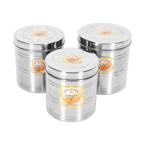 Buy Liolis Steel Container/Dibba Set 5 Kg To 7 Kg | 3 Pcs Steel Dibba ...