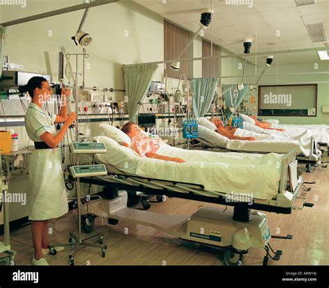 Young female hospital nurse with patients in intensive care ward Stock Photo - Alamy - what is a ward