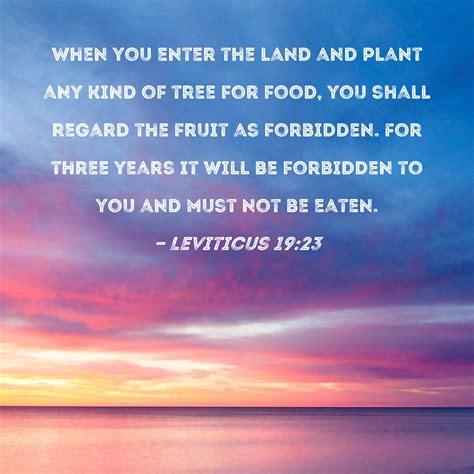 Leviticus 19:23 When you enter the land and plant any kind of tree for ...
